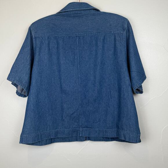 Vintage Bon Worth Chambray Rose Embroidered Shirt Cottagecore M/L 90s - Picture 5 of 9